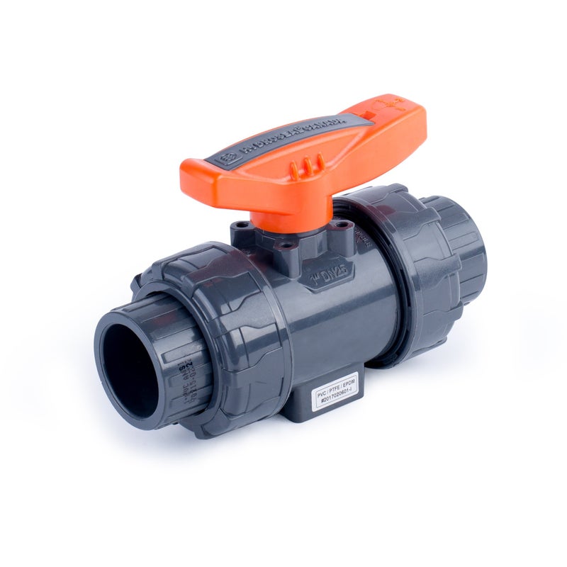 HYDROSEAL Kaplan 1â€™â€™ PVC True Union Ball Valve with Full Port, ASTM F1970, EPDM O-Rings and Reversible PTFE Seats, Rated at 200 PSI @73F, Gray, 1 inch Socket (1 inch) - Image 2